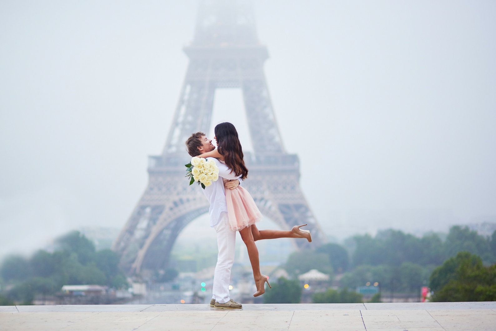 Romantic Couple Together in Paris