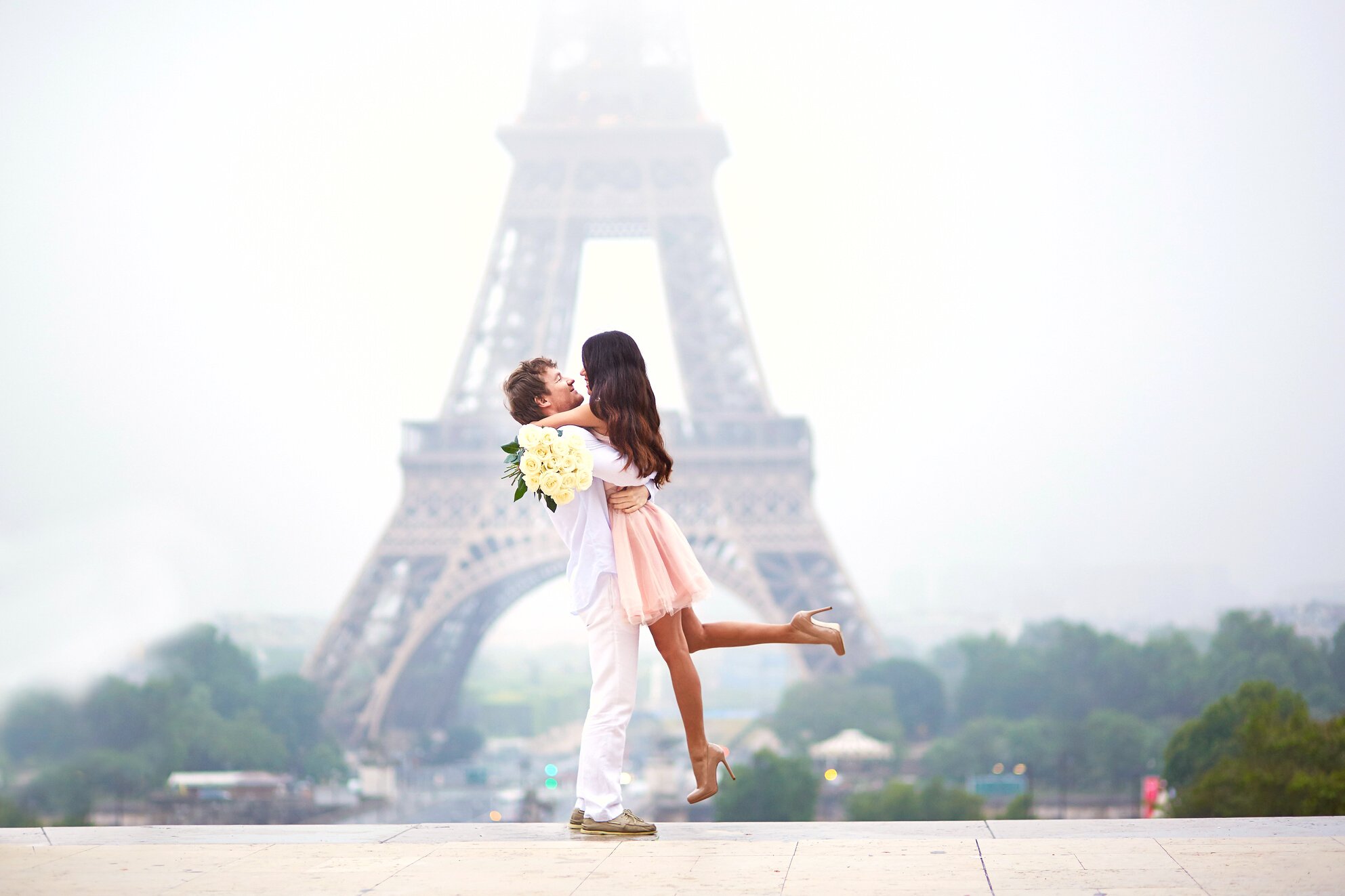 Romantic Couple Together in Paris